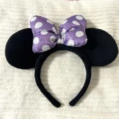 ディズニー ミニー カチューシャ 紫 スパンコール