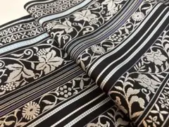 新品 本場筑前博多織 八寸名古屋帯 着物 小紋 紬 未仕立て品 黒地 金証紙付き 残りわずか 新品 本場筑前博多織 八寸名古屋帯 着物 小紋 紬 金証紙 未