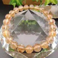 高透明】ゴールドルチルクォーツ ブレスレット 11mm 内径16cm 金運