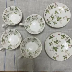 美品】ウェッジウッド ワイルドストロベリー 17.5cm黒壺プレート5枚