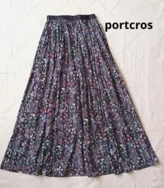 美品　portcros　ポートクロス　フレアスカート　花柄　日本製　ロング丈のサムネイル