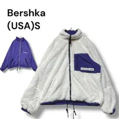 ベルシュカ　リバーシブル　ボアジャケット　ブルゾン　Ｍ相当　長袖　青　白　⚫︎