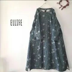 【美品】ELLIFE（エリフェ）薄手起毛リネンコットン 花柄ナチュラルワンピース