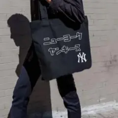 MLB ヤンキース NY 【カタカナ】ロゴプリント キャンバス生地 トートバッグ