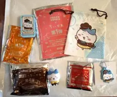 ちいかわ×ココス ハチワレセット 巾着・ソフビ・スライドケース・キーホルダー