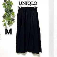 【ユニクロ】レーヨンブレンド フレアスカート ブラック Aライン Ｍ