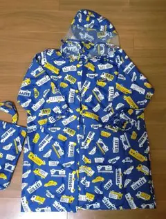 レインコート　男の子　キッズ　110 乗り物　青　ブルー