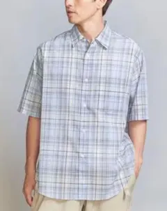 BEAUTY&YOUTH スラブチェック ワイドヘム フォルム シャツ