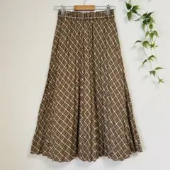 美品✨ earth アース チェック柄ロングスカート 【F】 秋冬用ゴムウエスト