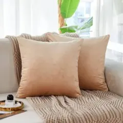 未使用⭐️クッションカバー ベルベット ポリエステル 北欧 無地 カーキ