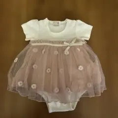 petit main 花柄チュールロンパース