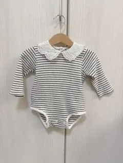 プティマイン　ロンパース　襟付き　ボーダー　80