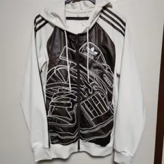 adidas Originals ジップフーディ M ホワイトブラウン　パーカー