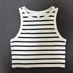 H&M ボーダー柄 クロップド丈 タンクトップのサムネイル