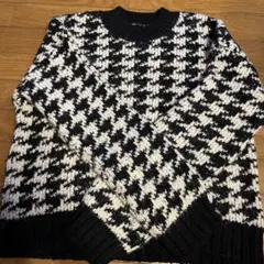 ZARA ハウンドトゥース ニット M