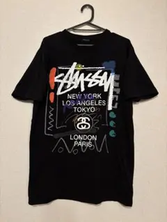 Stussy ペイント ワールドツアーTシャツ Mサイズブラック