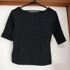 MOGA ラメ入り黒五分袖　秋冬トップス