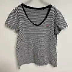 Levi's リーバイス Vネック ボーダー Tシャツ L