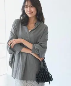 ROPÉ PICNIC スキッパーシャツ チャコールグレー M 美品 ルーズのサムネイル