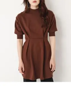 SLY ウエストギャザーAラインスウェットワンピース　ミニワンピース　半袖