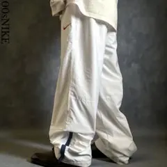 極太00s美品 OLD NIKE XLサイズ バギーナイロントラックパンツ 白