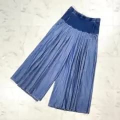 la nature プリーツリラックスワイドパンツ ブルー サイズF*FD992
