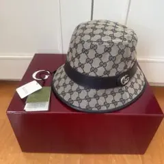 【大人気　店舗希少GUCCI GGパターン バケットハット】ベージュ/ブラック