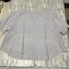 ニッセン　　ストライプ柄オーバーサイズ半袖シャツ8L