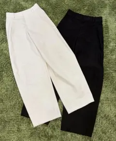 ユニクロ　ジャージーバレルレッグパンツ/NATURAL ・BLACK 2本セットのサムネイル