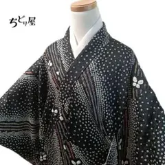 夏着物 絽 小紋 黒 紅葉 レトロ 身丈159.5cm バチ衿 正絹 - メルカリ
