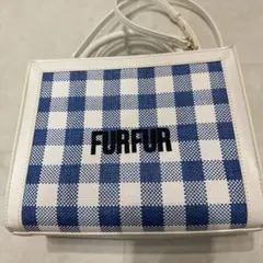 FURFUR 青と白のチェック柄ショルダーバッグ