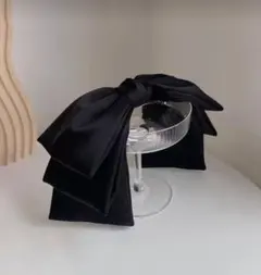 黒リボン ヘアアクセサリー　バレッタ