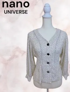 美品　nano universe ドットブラウス　M