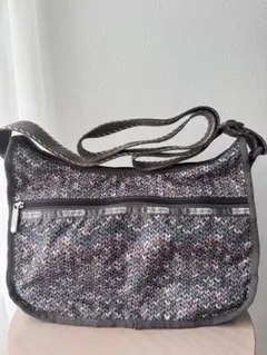 レスポートサック　ショルダーバッグ 上品グレー系編み目柄 [未使用品]