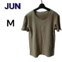 JUN H&M カーキ ストライプ 半袖Tシャツ ボーダー 緑黄 レディース