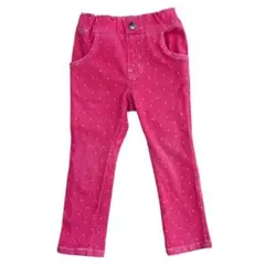 ピンク ドット柄 スリムフィットパンツ　ズボン　ボトムス　赤