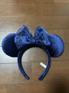 ディズニー ミニーマウス ネイビー 青 カチューシャ ラメ入り