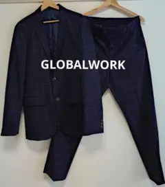 GLOBALWORK　ネイビー チェック柄 カジュアルスーツ