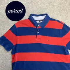 P1743 TommyHilfiger ボーダー　半袖　ポロシャツ　古着