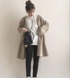 Journal standard relume ノーカラーボアロングコートM