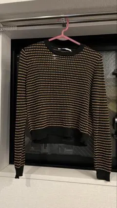 ZARA 黒・金 クロップドニット M