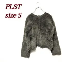 PLST　フェザーヤーン2WAYクルーネックカーディガン　グレーS