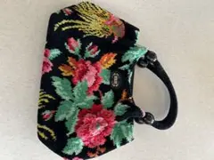 FEILER鳳凰花柄刺繍ハンドバッグ ビーズハンドル付き