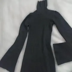 レスポアール/ブラックハイネック マーメイドニットワンピース Mサイズ