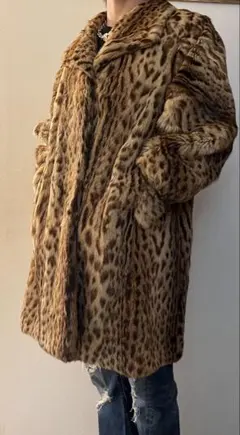 リアルファー レオパードキャット　豹柄　コート　毛皮　ヤマネコ系