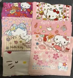 サンリオ ハローキティ フェイスタオル 8枚セット ピンク系