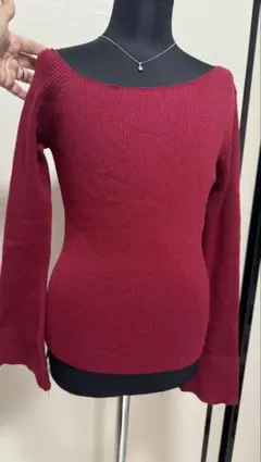新品タグ付き GRL ボートネック リブニット 赤 Mサイズ