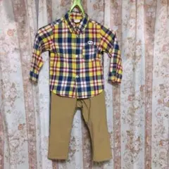 セット　フランネルのチェック柄シャツと裏起毛のボトムス