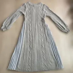 archives グレー 長袖ニットワンピース