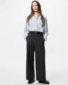 ブラッシュドジャージーワイドパンツ　丈長め